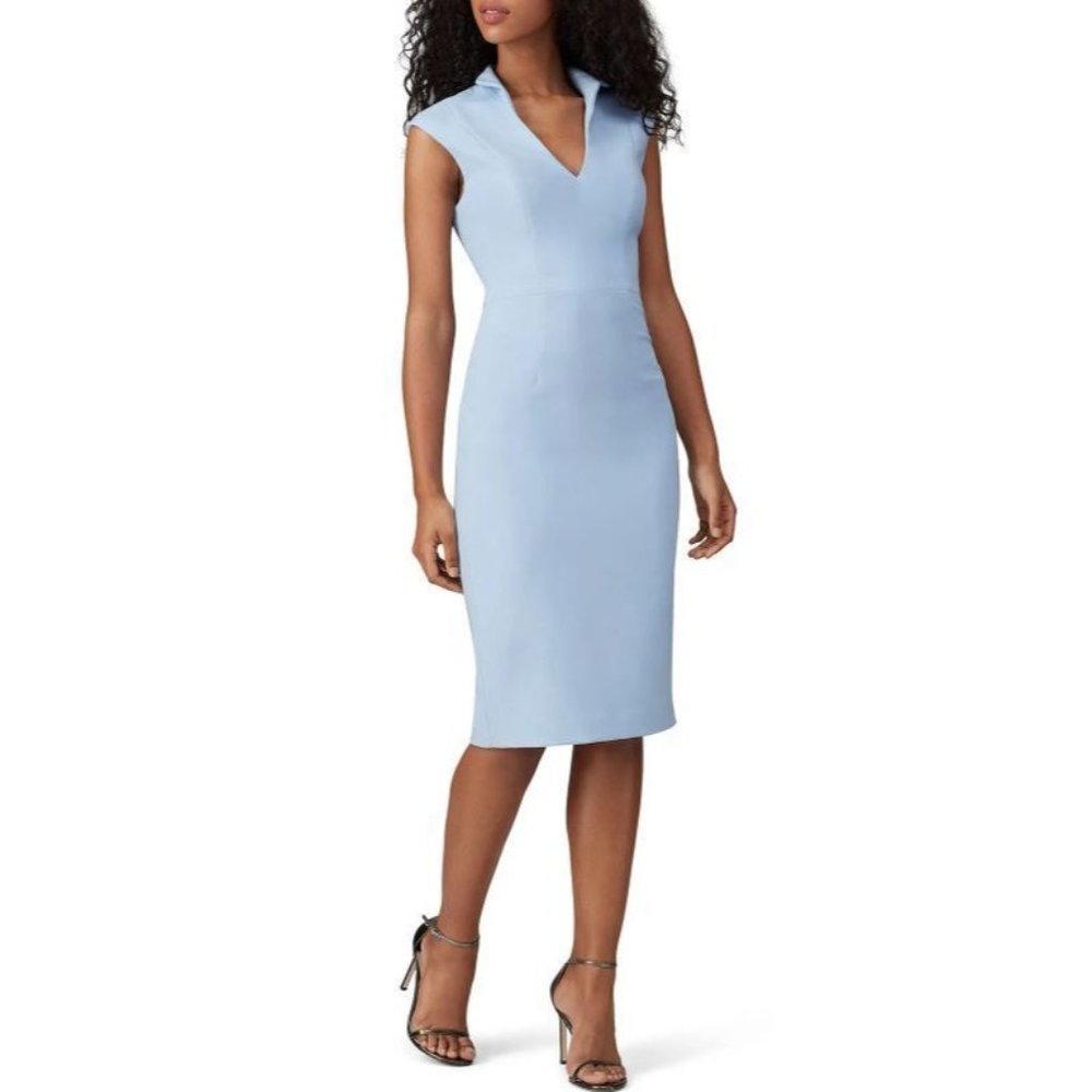 BLACK HALO London Sheath Baby Blue Crepe Sleeveless Midi Dress Size 14